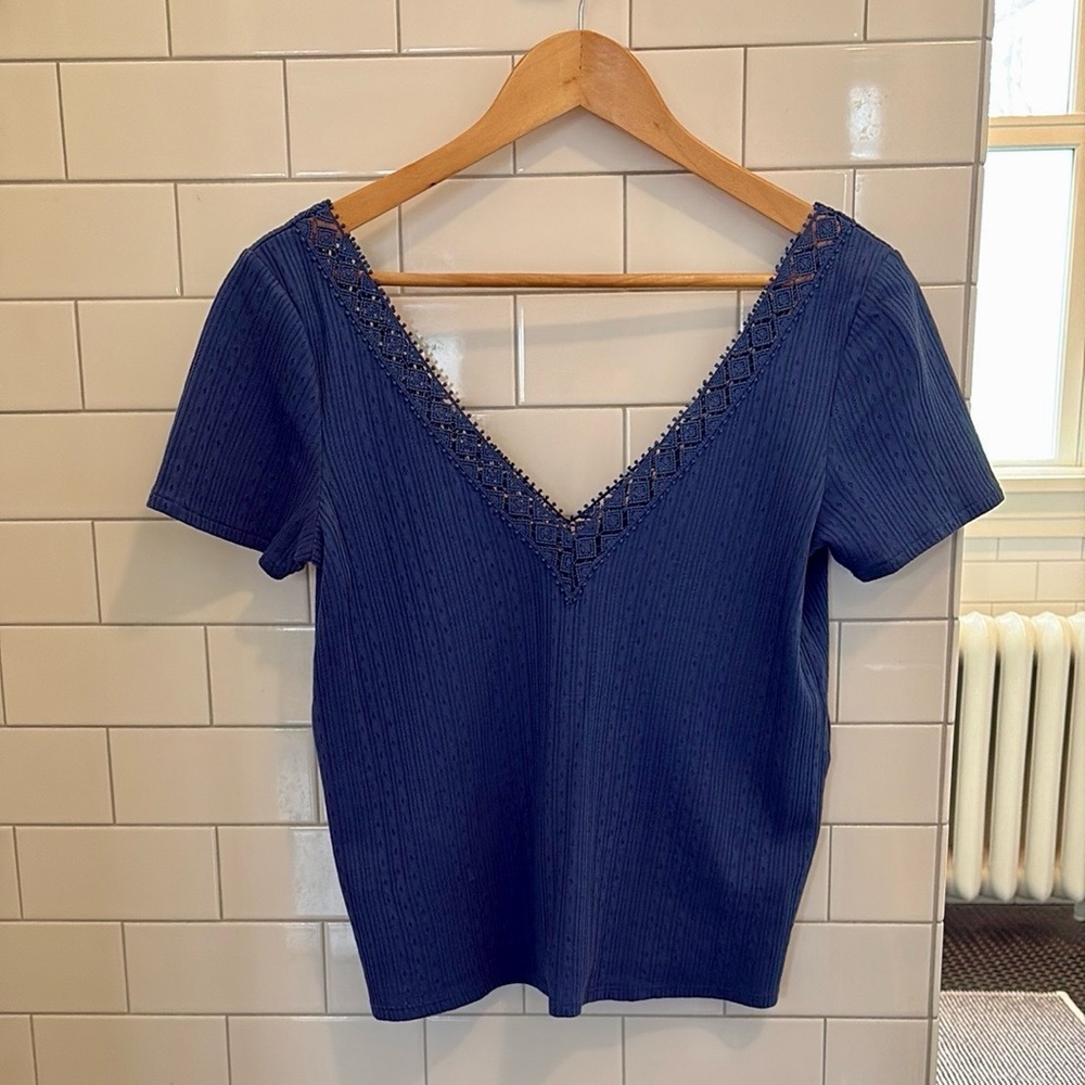 Elegant Blue V-Neck Top